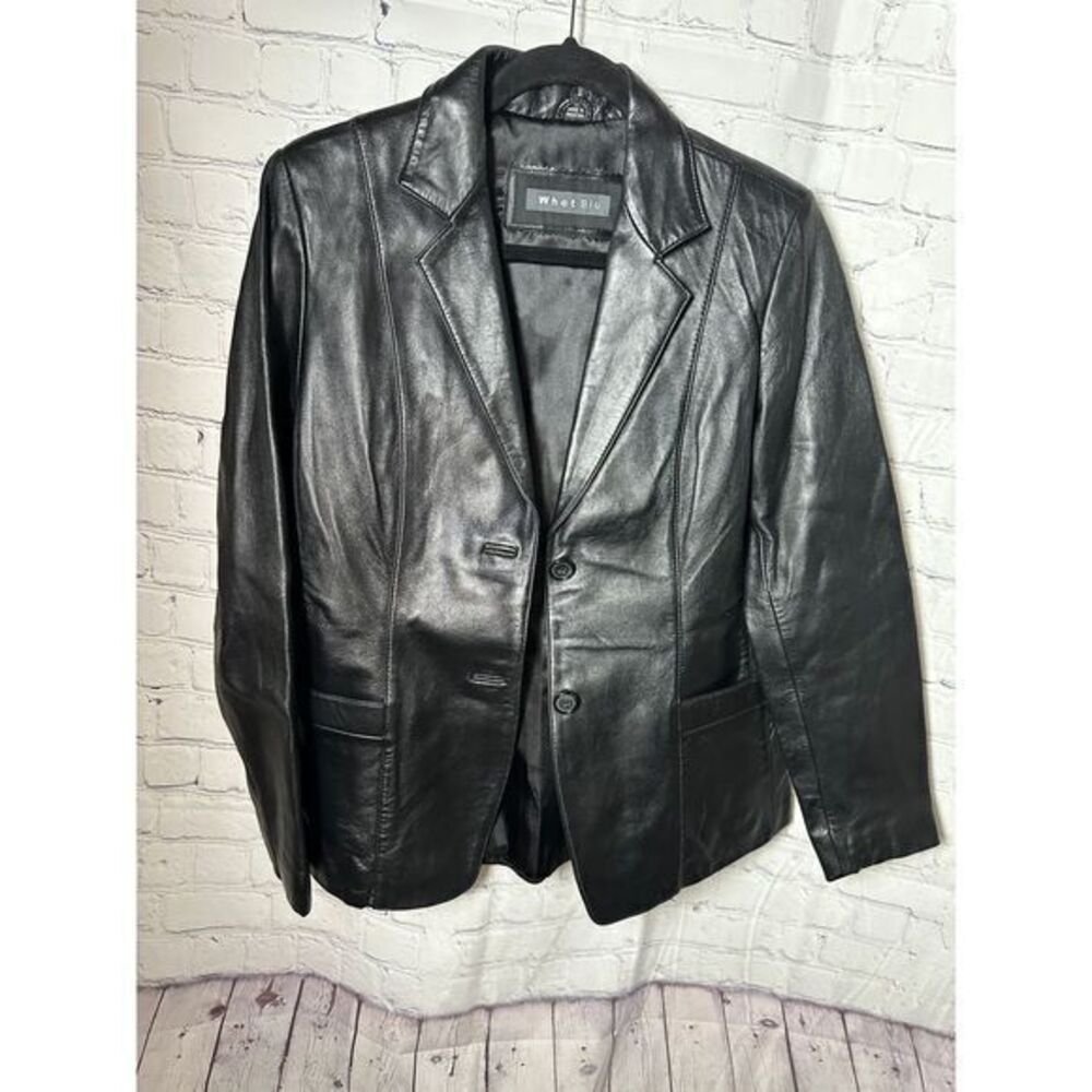 WHET BLU LADIES Black Leather‎ Jacket Classic Biker Style Outerwear